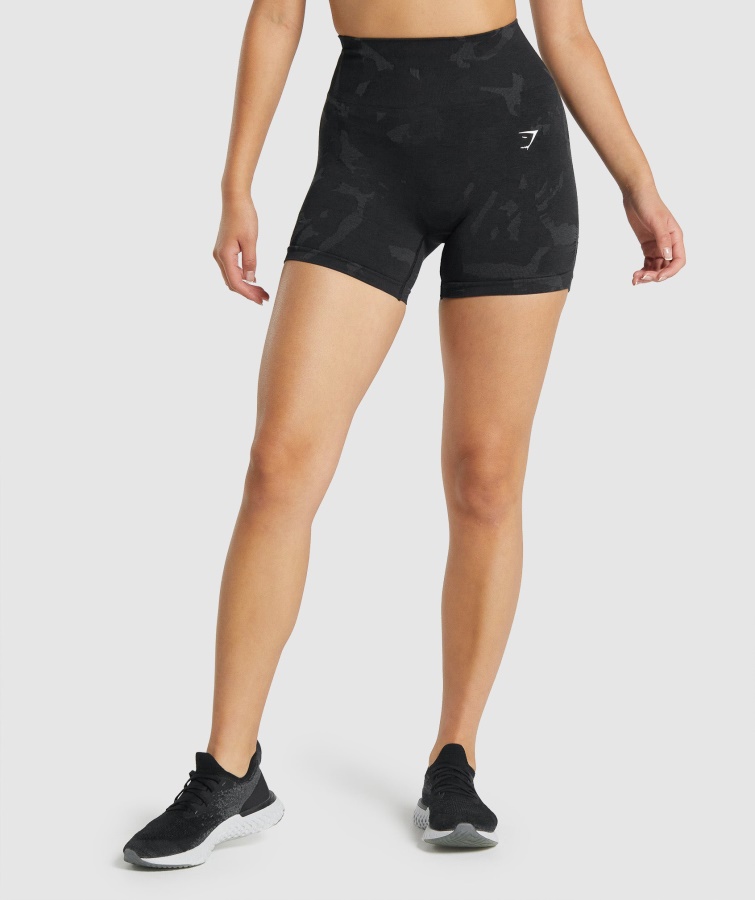 Pantaloni Scurți Fără Sudură Gymshark Adapt Camo Savanna-negru