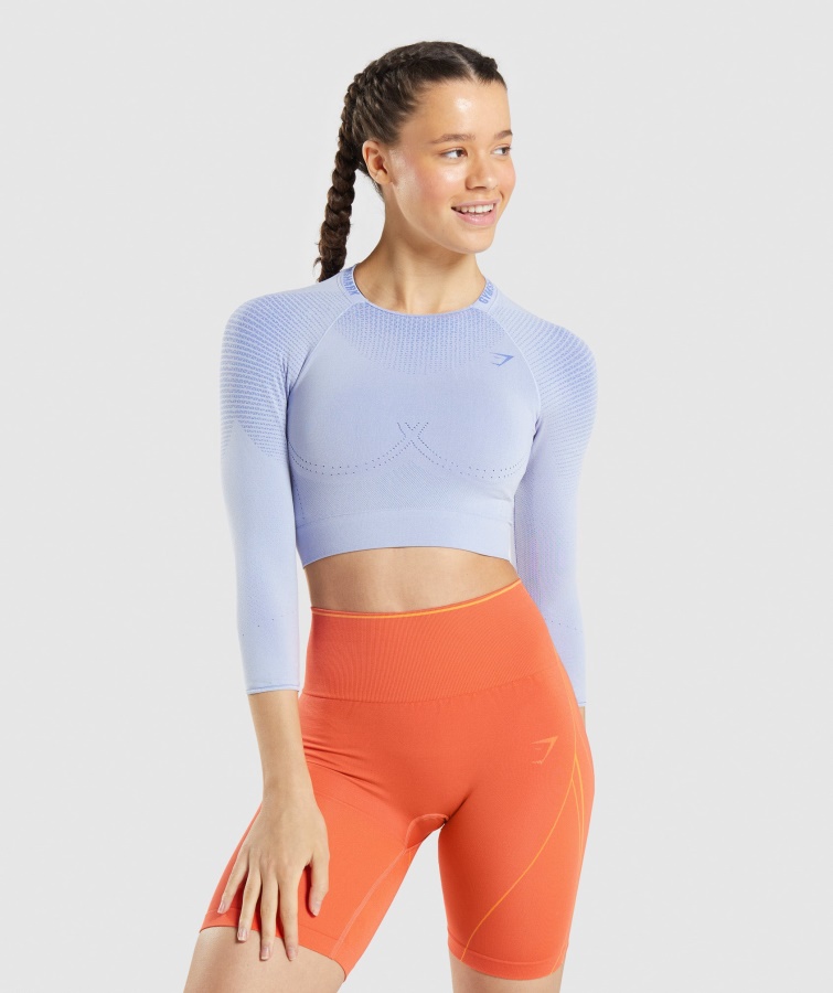 Gymshark Apex Crop Top Fără Sudură Lavandă Albastru-albastru Curte