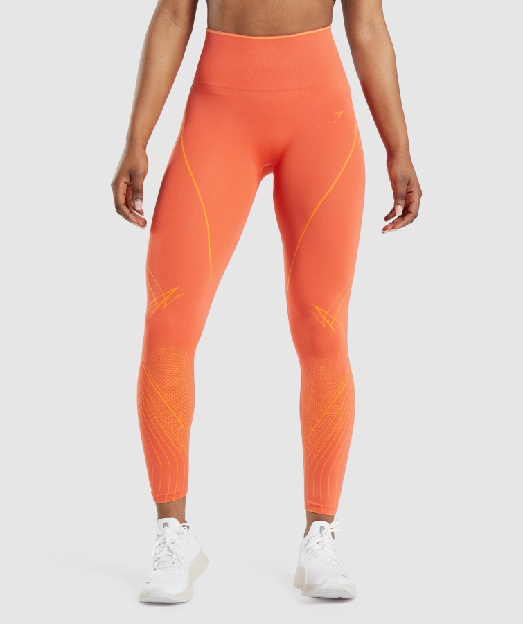 Gymshark Apex Jambiere Fără Cusături Cu Talie înaltă Papaya Portocaliu-caise Portocaliu