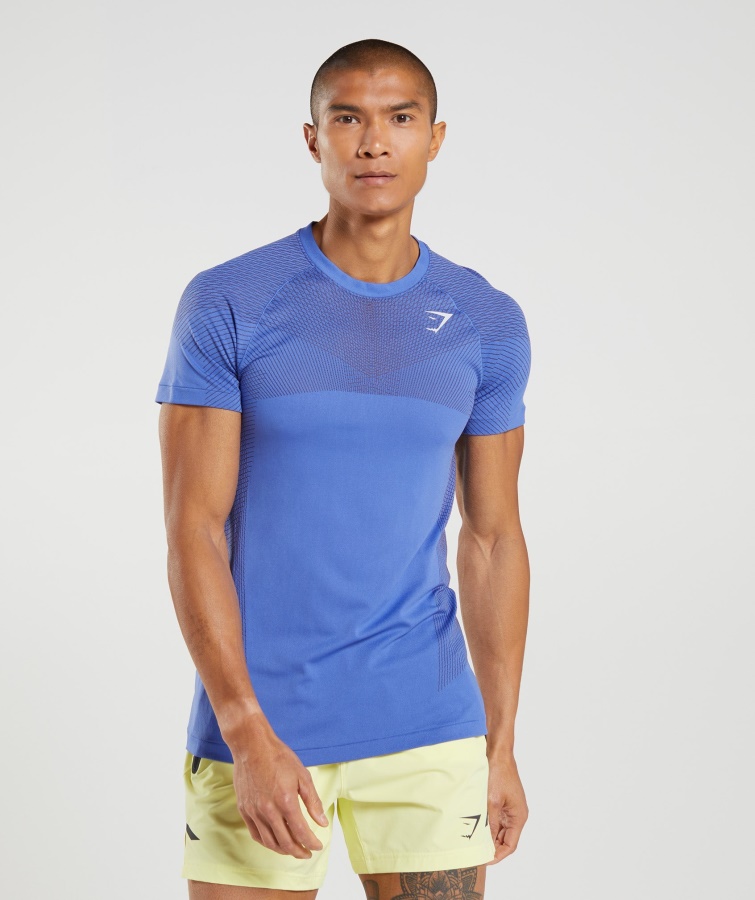 Tricou Fără Sudură Gymshark Apex Court Albastru-onix Gri