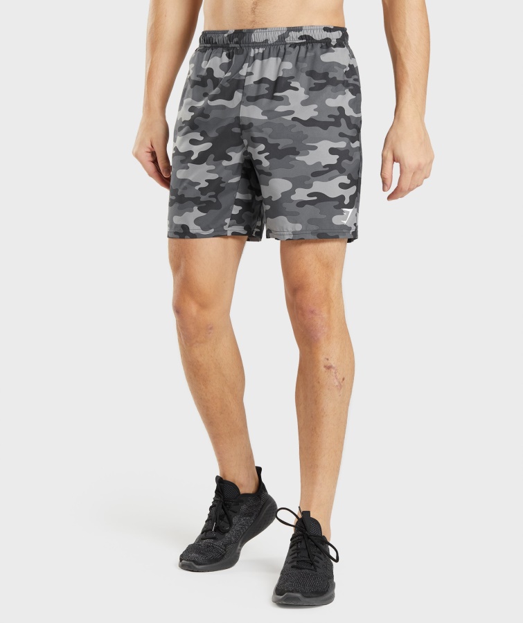 Pantaloni Scurți Gymshark Sosire Gri Imprimeu