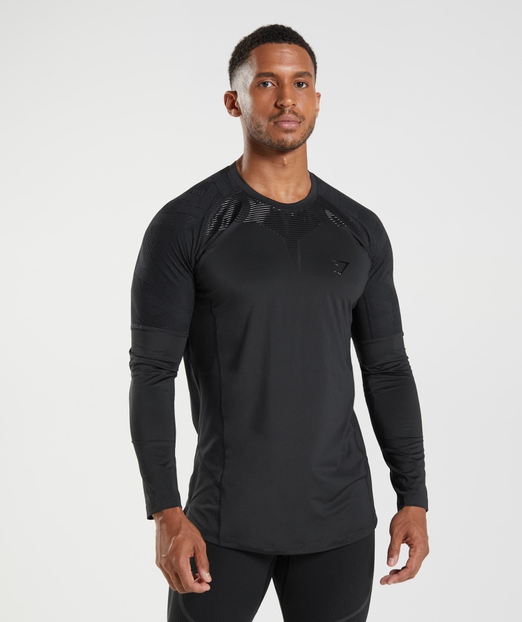 Tricou Negru Gymshark Cu Mânecă Lungă