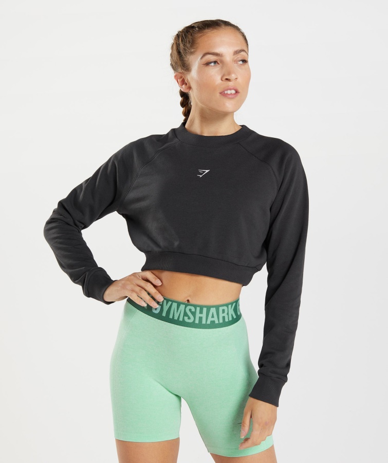 Pulover Decupat De Antrenament Negru Gymshark