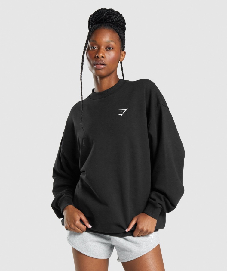 Hanorac Supradimensionat De Antrenament Negru Gymshark