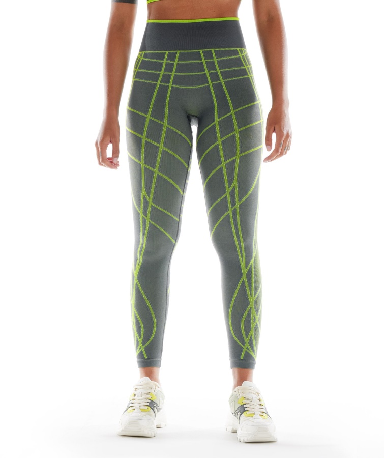 Colanți Gymshark Gri Cărbune-verde Fluo-gri Deschis Wtflex Liniare Fără Cusături