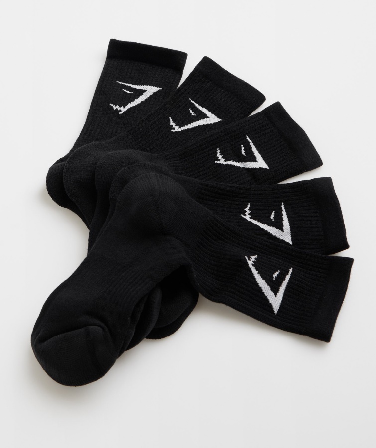 șosete Gymshark Crew 5 Buc Negru