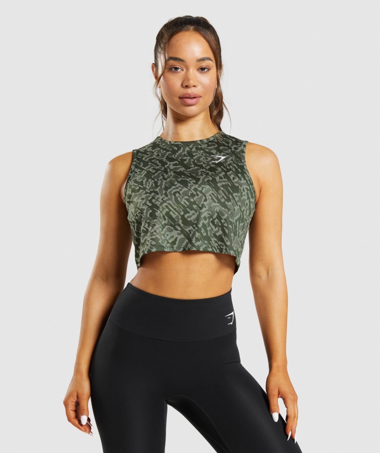 Rezervor De Recoltă De Antrenament Cu Imprimeu Verde Gymshark