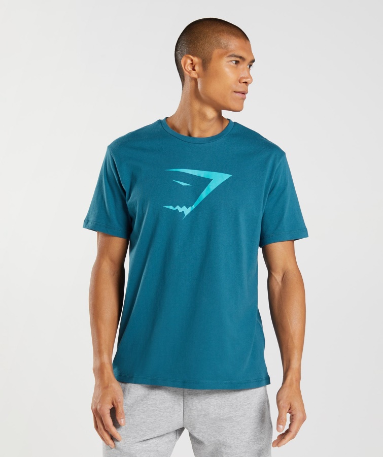 Tricou Cu Umplutură Gymshark Sharkhead Albastru Atlantic