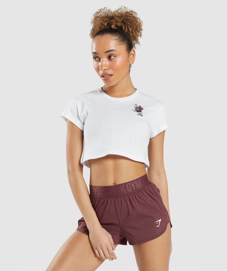 Pachet De Autocolante Gymshark Crop Tee Alb