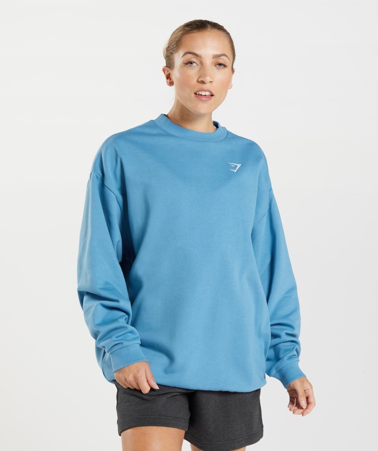 Hanorac Supradimensionat De Antrenament Gymshark Albastru De Coastă