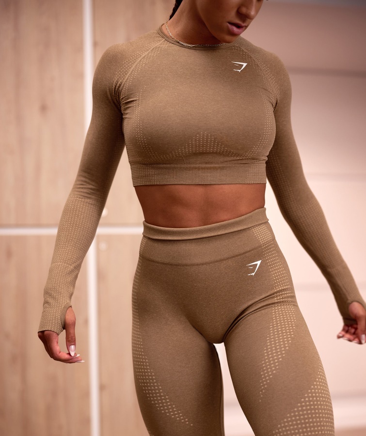 Gymshark Vital Fără Cusături 2.0 Crop Top Fawn Marl