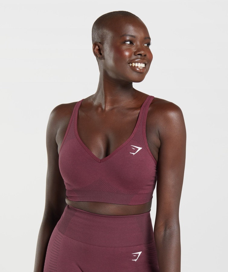 Sutien Sport Gymshark Vital Fără Cusături 2.0 V Gât Maro Marn Coapte
