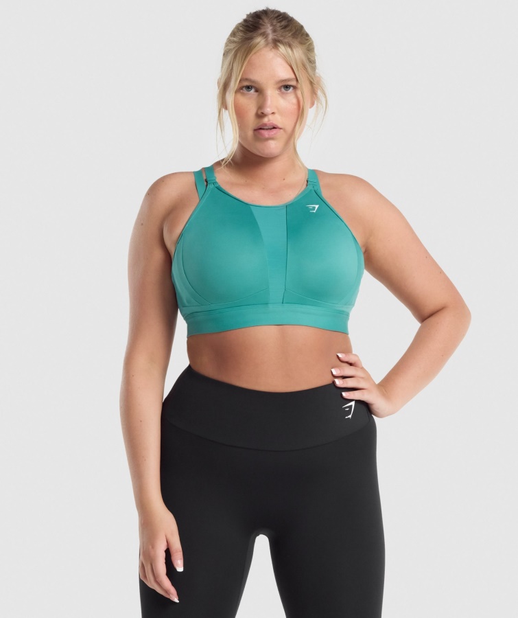 Sutien Sport Cu Decolteu Din Plasă, Teal Gymshark