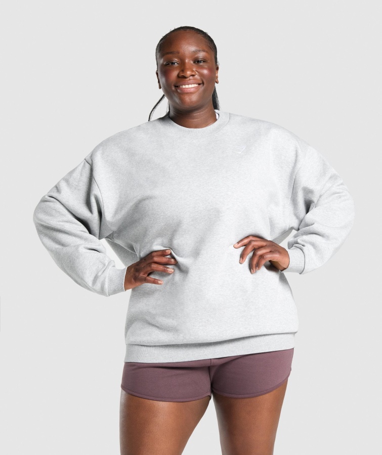 Hanorac Supradimensionat De Antrenament Gri Deschis Marn Gymshark