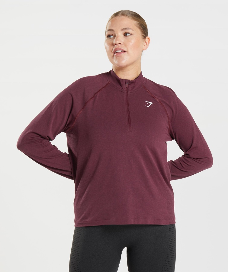 Vital Fără Cusături 2.0 1-2 Pulover Cu Fermoar Coapt Maro Marl Gymshark