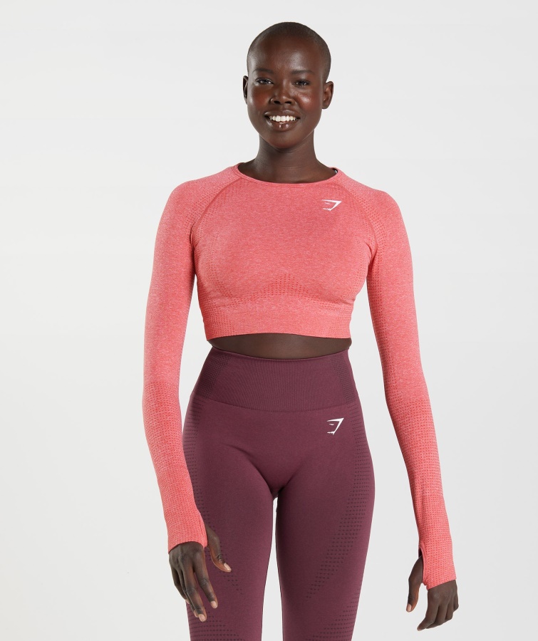 Vital Fără Cusături 2.0 Crop Top Chilli Red Marl Gymshark