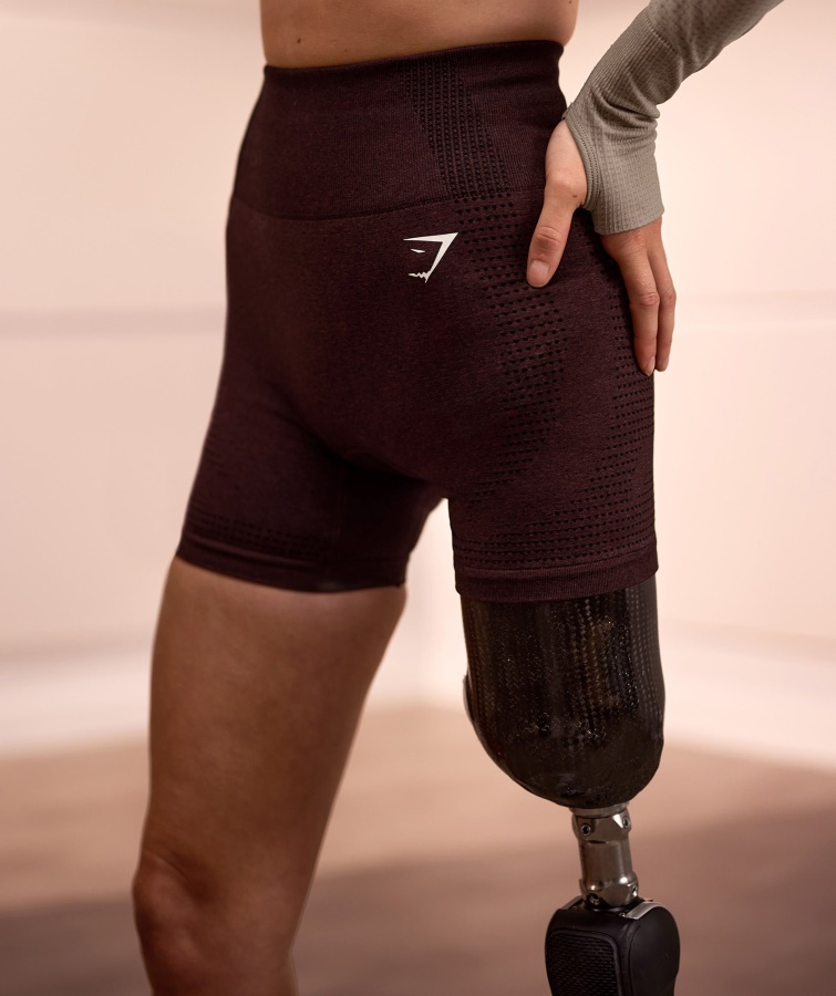 Pantaloni Scurți Vital Fără Sudură 2.0 Cherry Brown Marl Gymshark