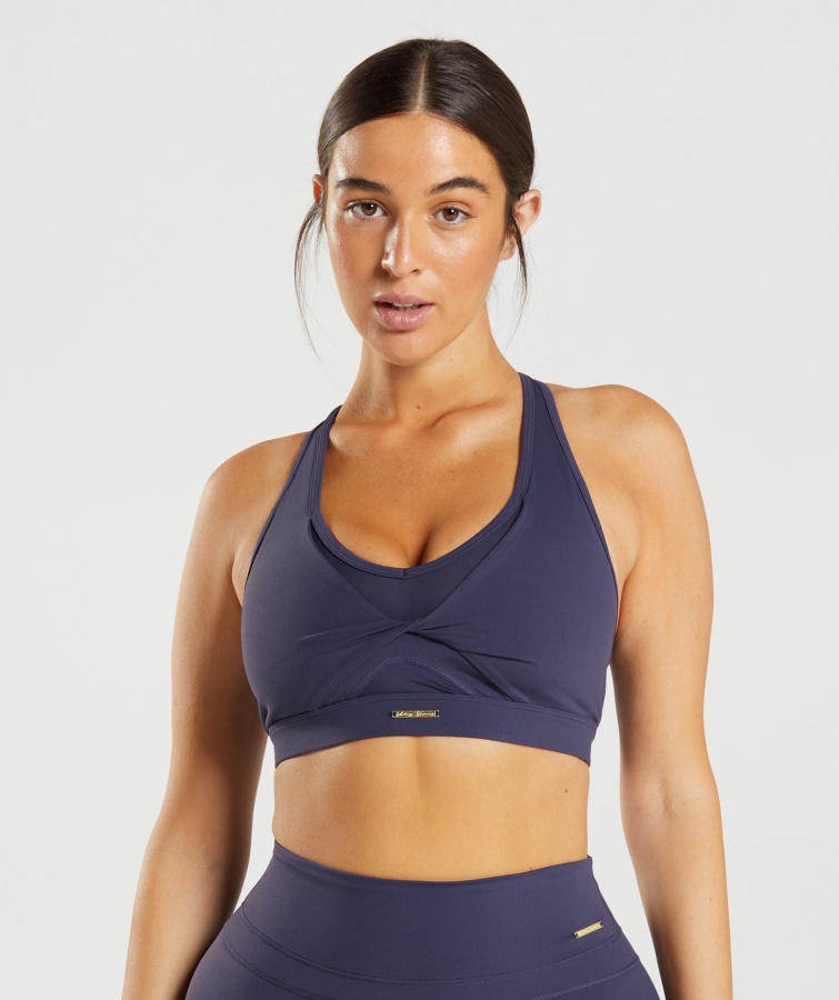 Sutien Sport Cu Plasă Whitney Indigo Bleumarin Gymshark